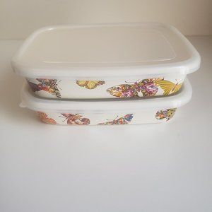 Set of  2 MacKenzie-Childs Butterfly Oblong Storage Containers